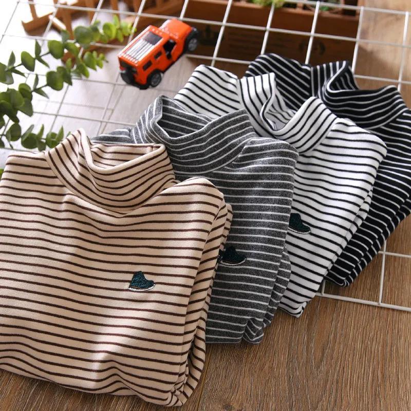 Children's Clothing Boys' Base Layer Shirt for Older Children Double-Sided Thermal Velvet Half-High Collar Long-Sleeve T-Shirt Warm Top for Girls and Young Children