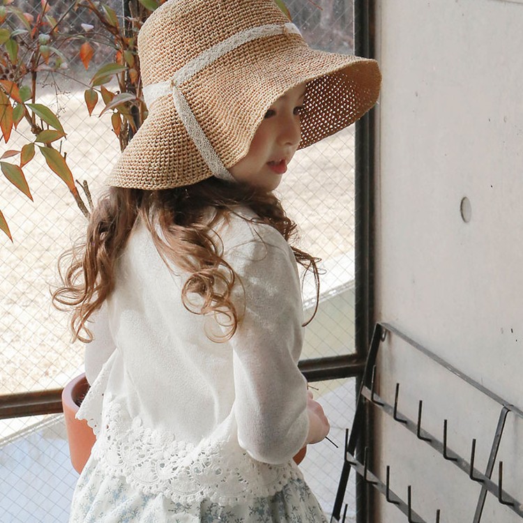 Picture of 2025 Summer Clothes 90-150 Korean Style Girls Sun Protection Shirt Baby Girl Lace Trim Cardigan Air Conditioning Shirt Dropshipping