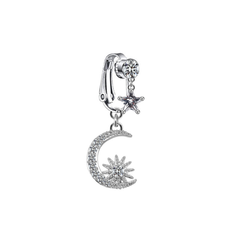 Picture of Gaby European and American Cross-Shaped Navel Ring Planet Moon Navel Ring Navel Ornament Rabbit Heart Non-Porous Navel Nail Ear Clip Dual Use