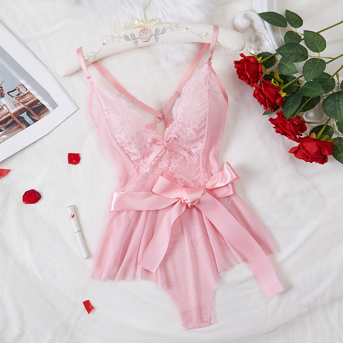 Foreign Trade Sexy Lingerie Europe and America AliExpress Amazon Source Women's Full Lace Panoramas Perspective