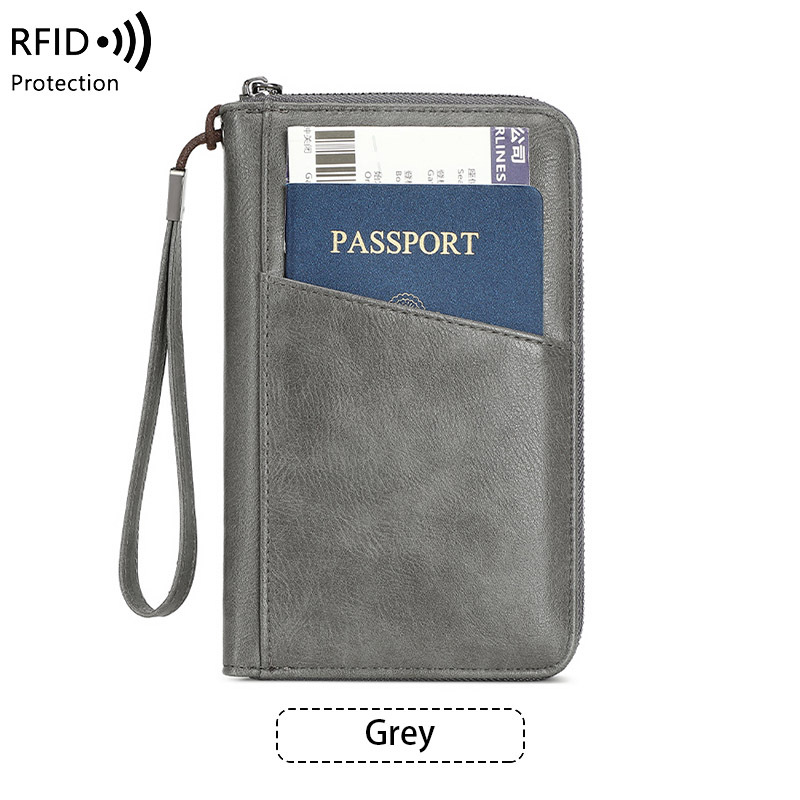 Picture of Cross-border New RFID Anti-magnetic Wallet Zipper Passport Bag Certificate Bag Air Ticket Storage Bag Multifunctional Passport Wallet