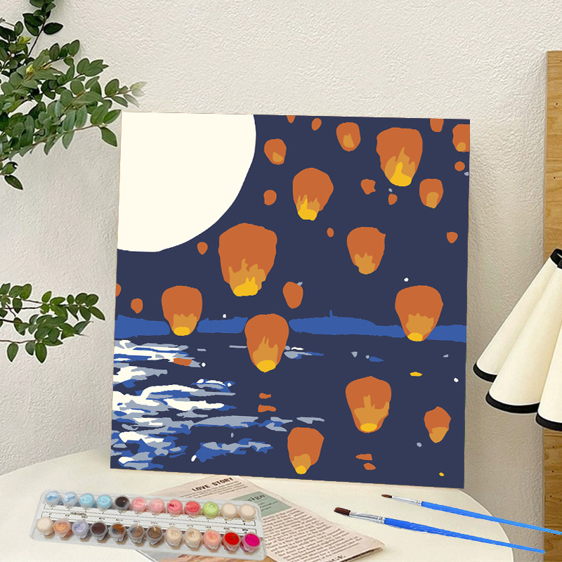 Picture of Digital oil painting landscape Dafen village hand-painted mathematical oil painting coloring painting oil painting flowers flower oil painting wholesale