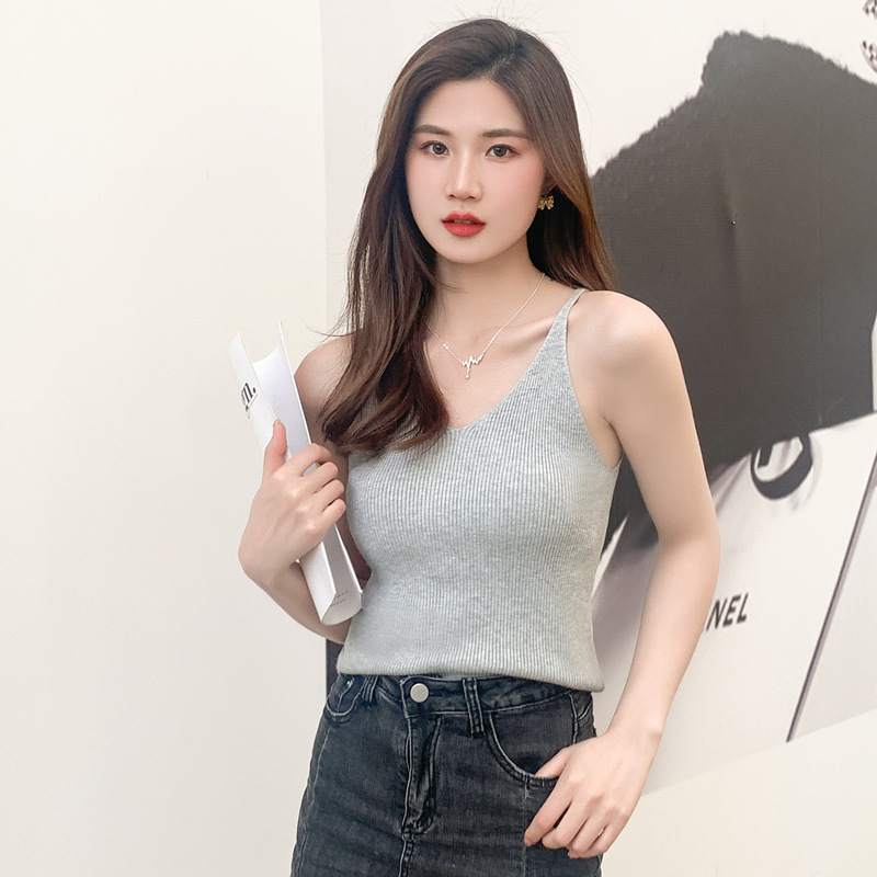 Picture of 2025 Spring and Summer Camisole Women's Spice Girl Short Knitted Casual Slim-fit Sleeveless Base Top