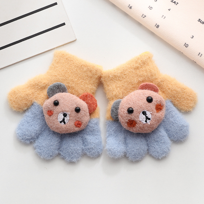 Picture of Children's Gloves Five Fingers Baby Autumn and Winter Cute Trendy Boys and Girls Students Thickened 1-3 Years Old 2 Warm Kids