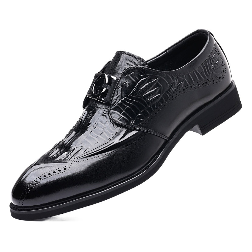 New Dress Leather Shoes Men's Genuine Leather Business Casual Men's Shoes British Style Men's Slip-on Carved Shoes