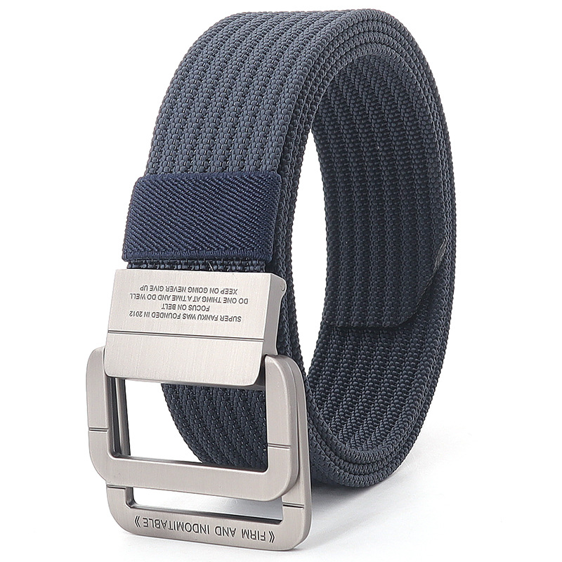 Picture of Alloy double loop buckle belt men's Korean woven nylon tactical sports outdoor pants belt canvas wholesale men's
