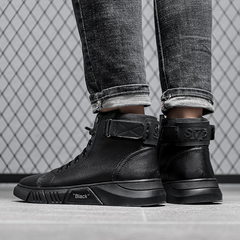 Picture of Winter New Men's British Genuine Leather Martin Boots Men's Boots Fashion Casual High Top Men's Shoes Trendy Workwear Leather Boots Men