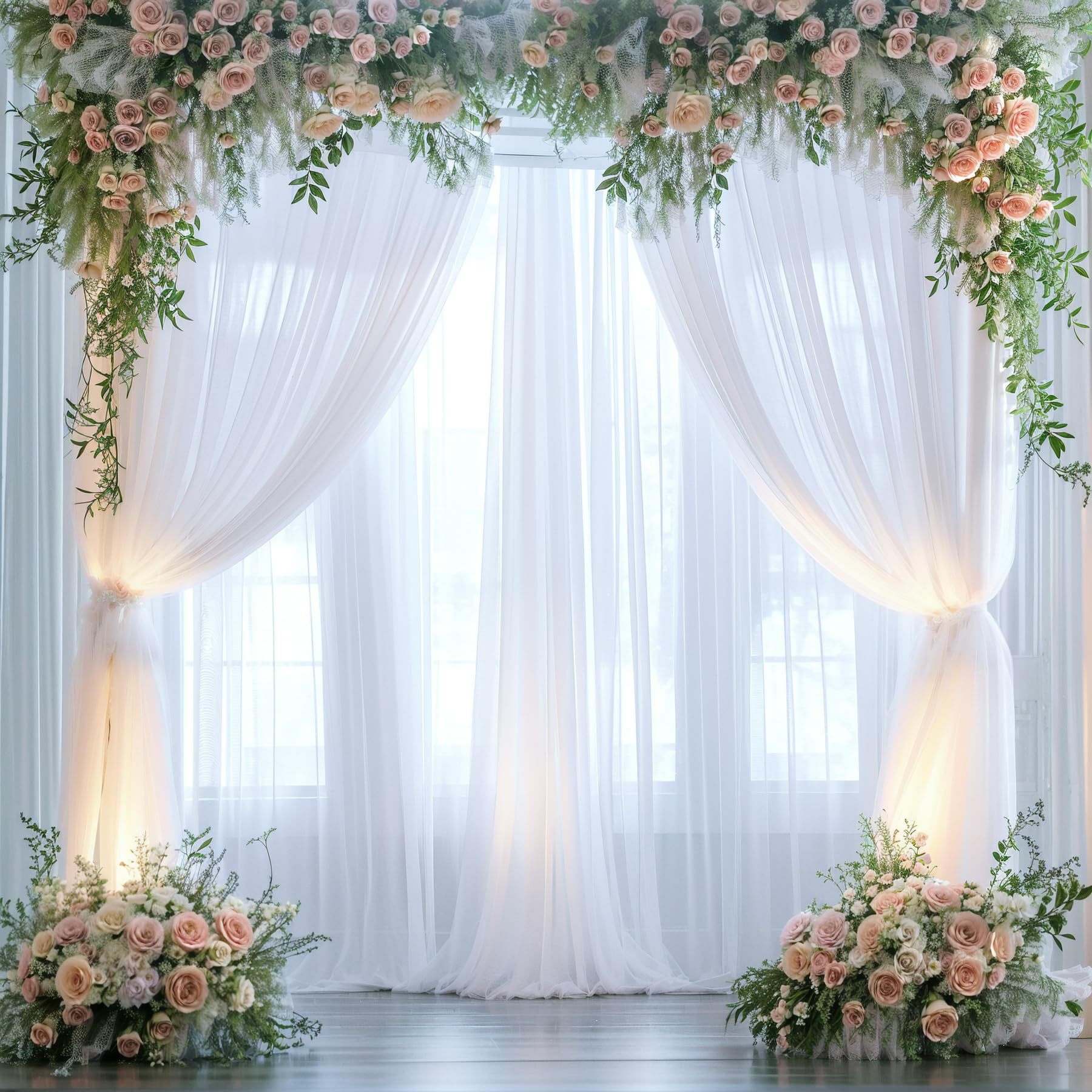 Party wedding background decorative cloth wear rod mesh layout scene curtain gauze curtain wrinkle-proof drape curtain gauze span
