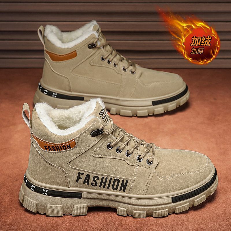 Winter Men's Shoes 2025 New Style Fleece-Lined Thickeneded Warm Cotton Shoes Men's Sports Non-Slip Workwear Martin Labor Protection Trendy Shoes