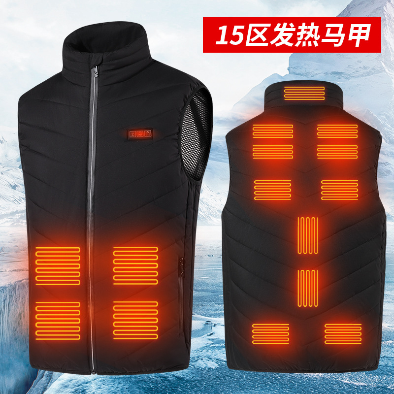 Cross-border Fever Vest Zone 15 3 Control Intelligent Heating Vest Cold-resistant Fever Clothing Constant Temperature Whole Body Electric Heating Vest