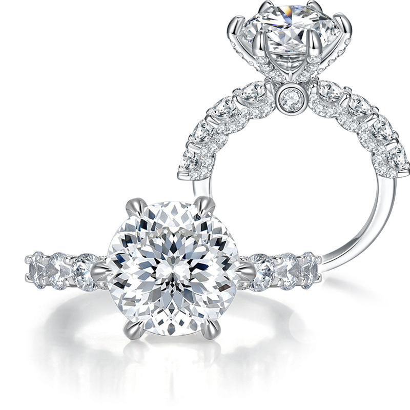 Cloud with jewelry tiktok live hot foreign trade 11mm 5 karat fireworks cut all moissanite ring
