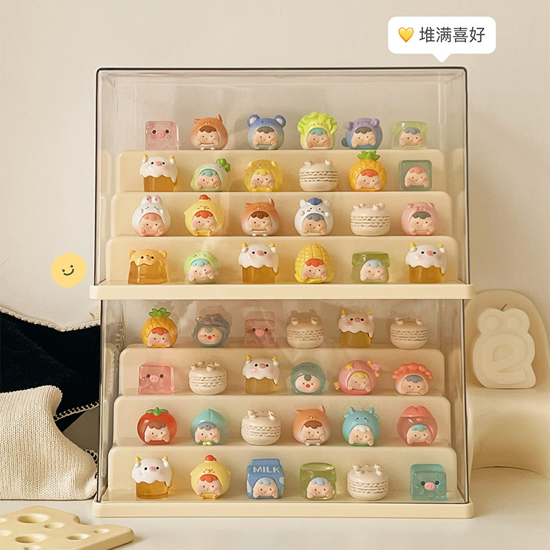Cute Grain Blind Box Display Rack Storage Dustproof Lego Ornaments Hand Display Cabinet Household Transparent Acrylic Display Box