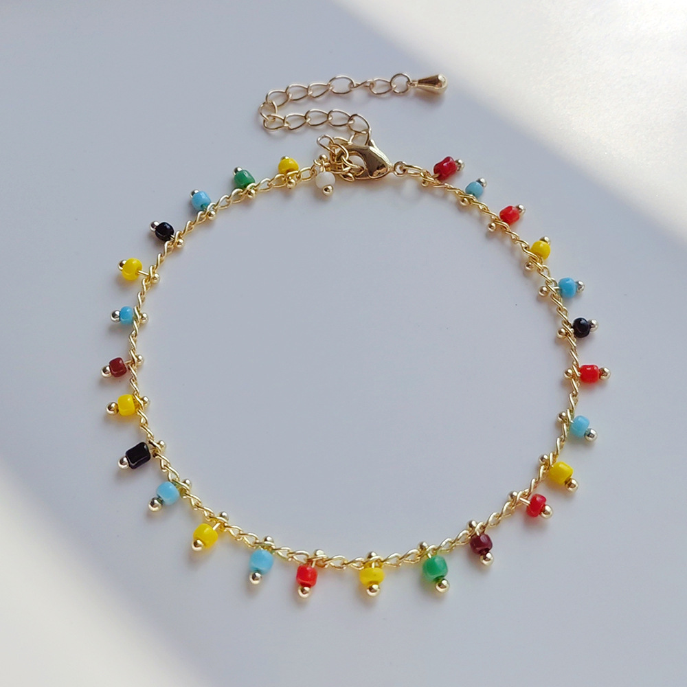 Picture of Cross-border European and American ins Bohemian Joker Beaded Copper Gold Plated Oil Drop Color Lucky Eyes Bracelet for Women Wholesale