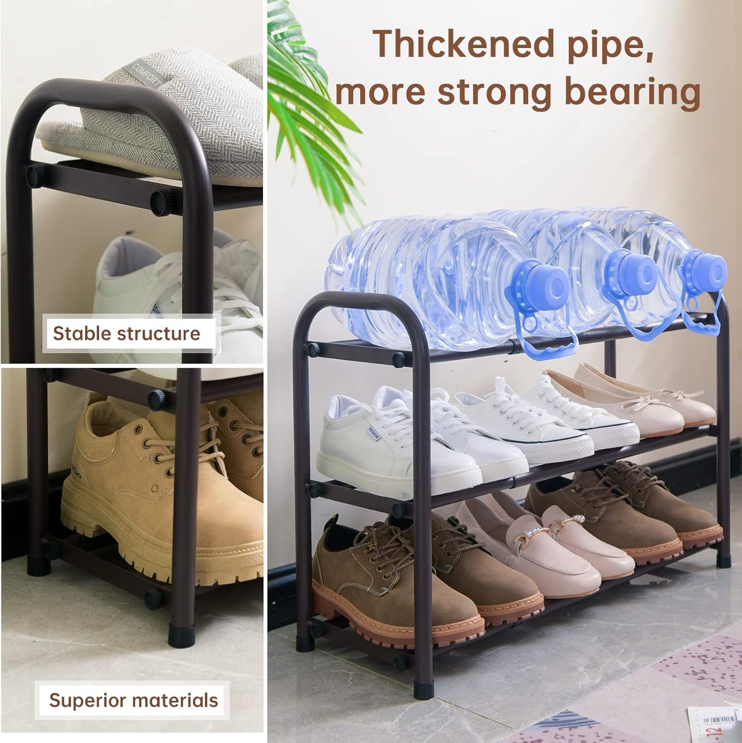 Picture of Stackable retractable shoe rack stainless steel doorway simple storage dormitory assembly slippers shoe rack durable