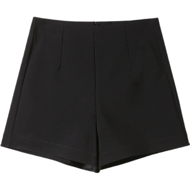Shorts women's outer wear bottoming 2023 spring and summer new high waist slim A- line small black slimming shorts stretch