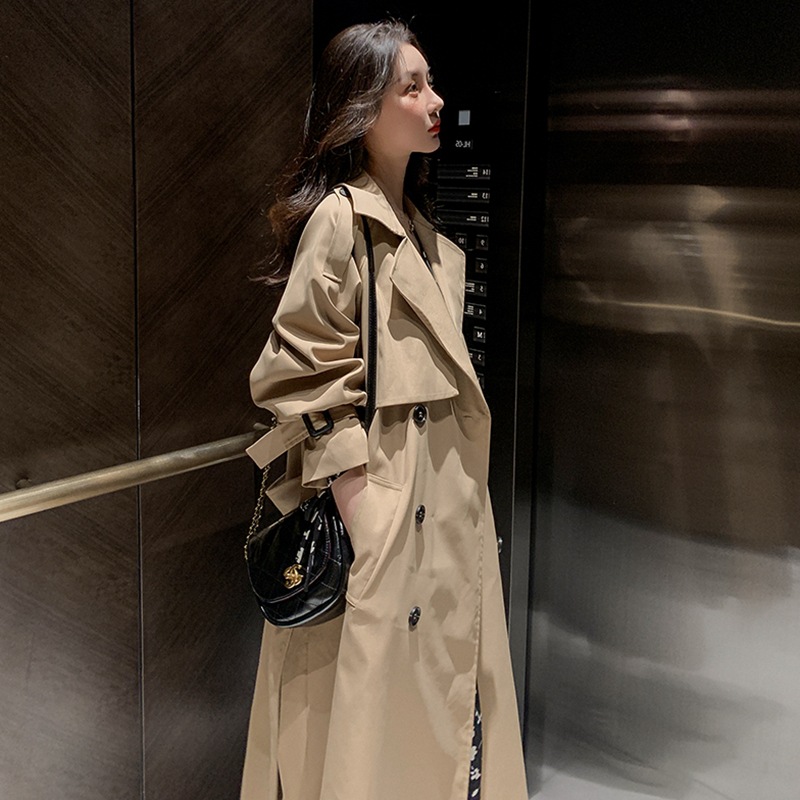 Picture of Windbreaker Women's 2025 Spring and Autumn Korean Style Casual British Style Small Coat Mid-Length Loose Khaki Jacket Trendy