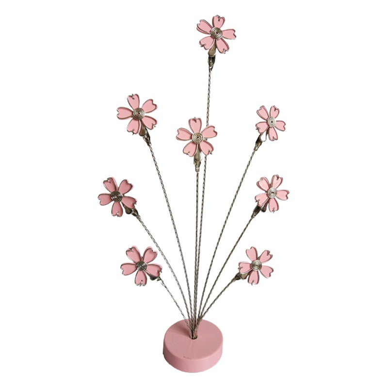 Manufacturer's Professional Creative Metal Photo Holder Gift for Students and Colleagues, Cherry Blossom Multi-Head Note Holder, Desktop Ornament