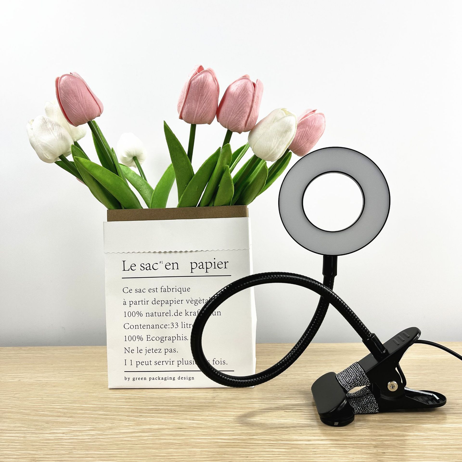 Universal hose clip lamp holder cross-border 3.5-inch hose clip lamp ring Beauty Live fill light student reading