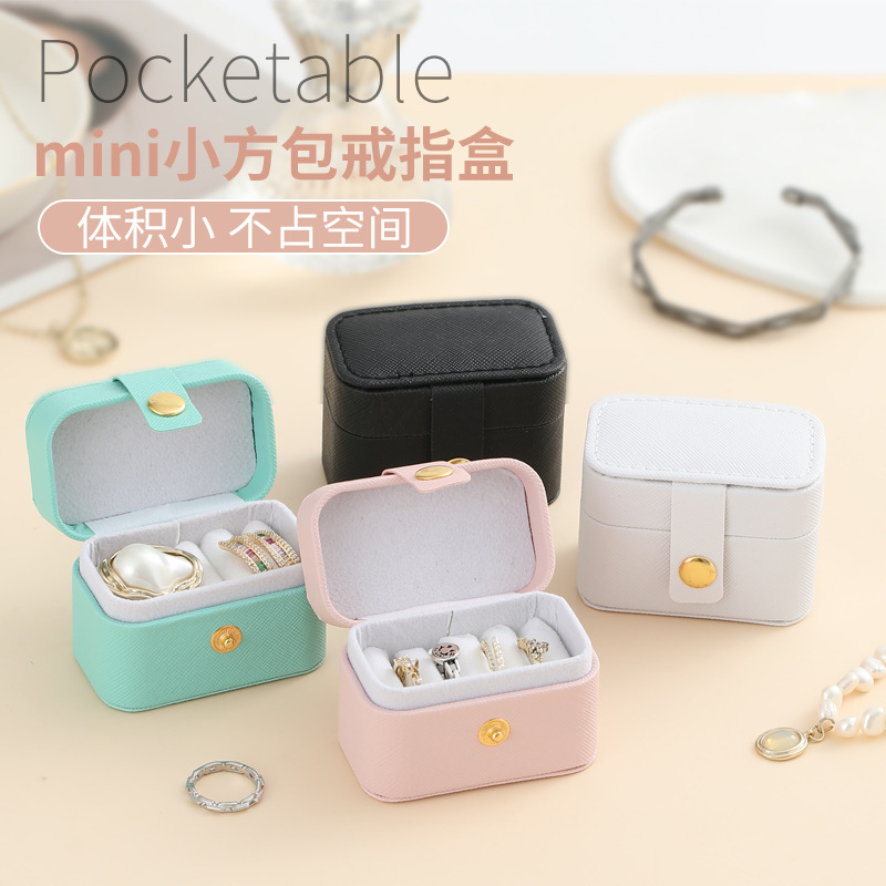 Customized Pu Leather Mini Jewelry Box Portable Travel Earrings Earrings Jewelry Storage Box Necklace Ring Storage Box