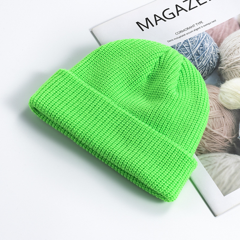 Picture of Melon Skin Hat Men's Korean Style Trendyy Autumn and Winter Woolen Hat Student Fashion Cuffed Yuppie Cold Hat Women's Brimless Knitted Hat