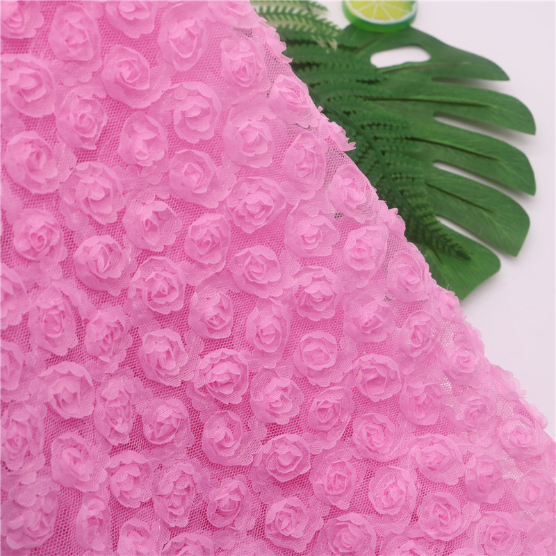 Picture of 3D Three-dimensional Small Rose Chiffon Disc Flower Mesh Embroidered Children's Clothing Hanfu Skirt Lace Lace Wedding Fabric Multicolor
