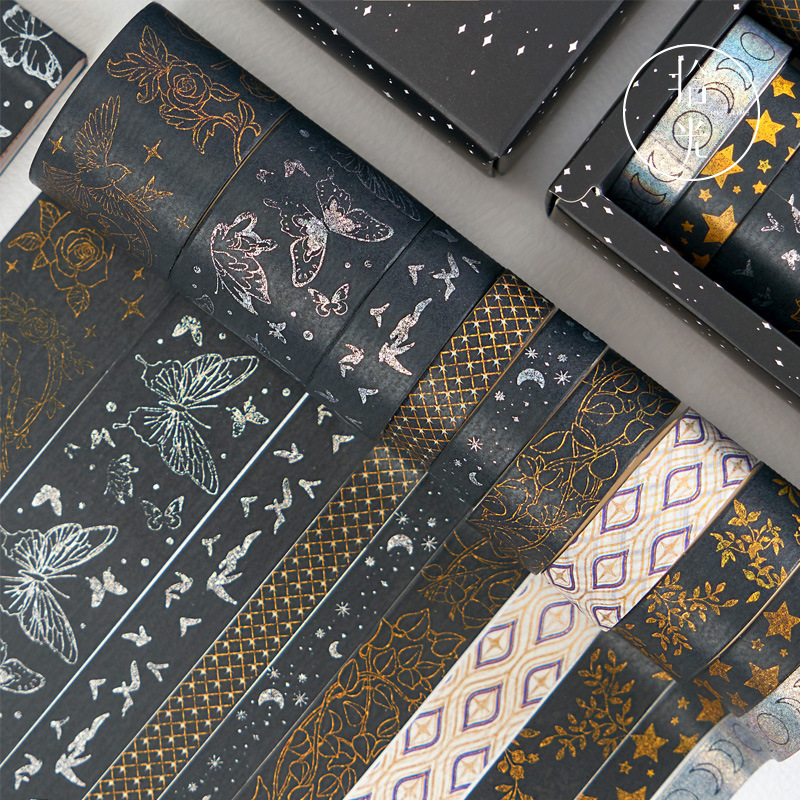 Picture of Pick up light and paper hand account tape wholesale bronzing creative retro diy stickers decorative material tape suit 10 rolls