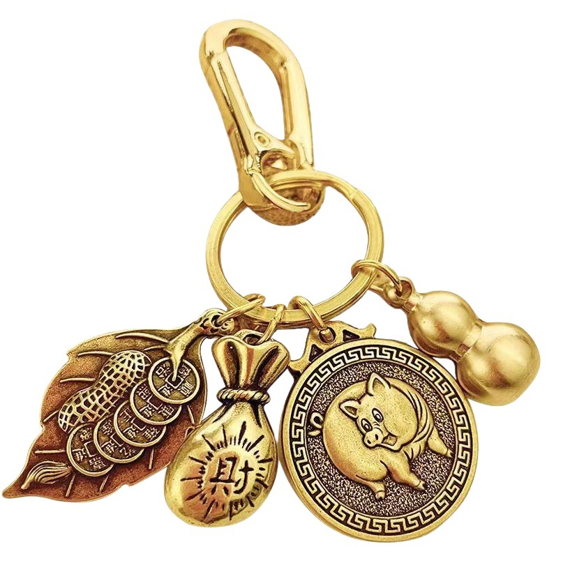 Zodiac key chain gourd solid fortune transfer with overnight fortune pendant to push a gift on behalf of the hair