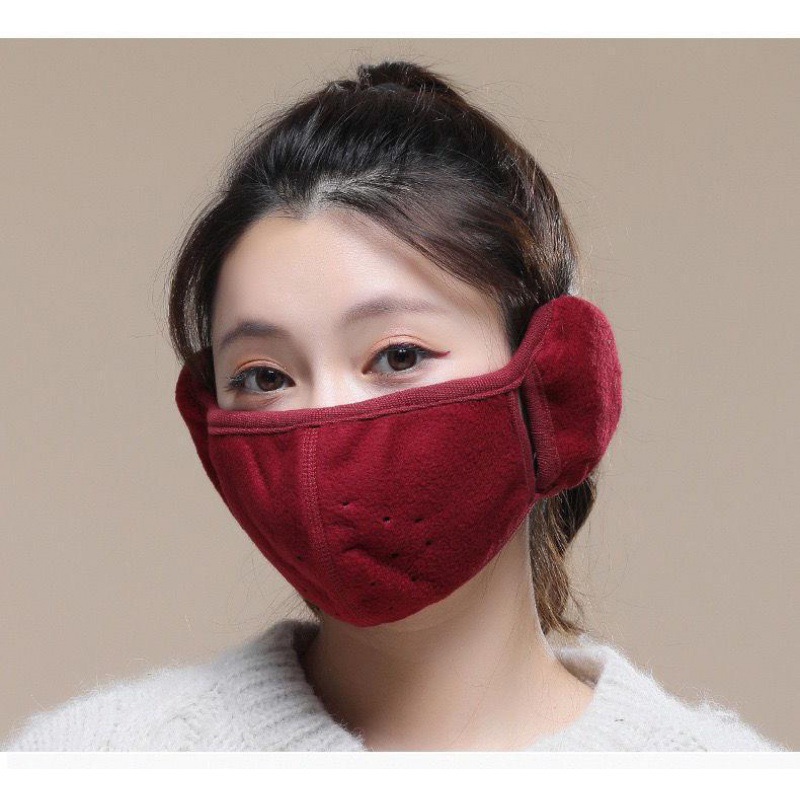 Picture of Autumn and Winter mask earmuffs two-in-one warm earmuffs women's breathable cold-proof self-heating adult riding mask