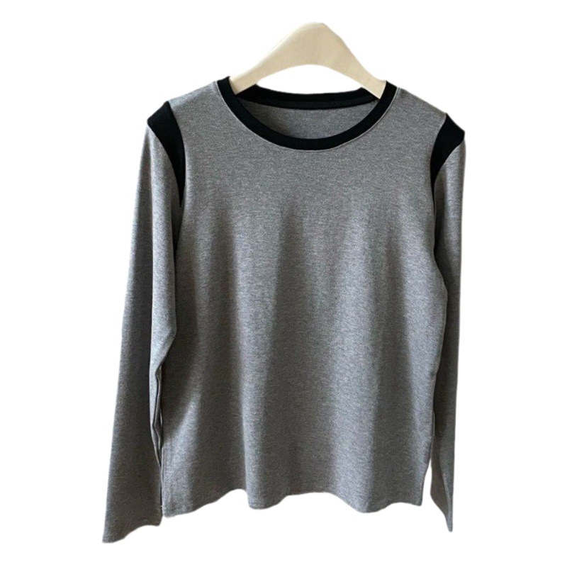 Dongdaemun 8827 American contrast color bottoming shirt long-sleeved T-shirt women's fashionable 2024 spring and autumn outer wear inner base