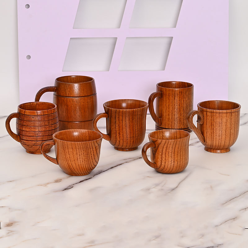 Picture of Origin supply round solid wood mug wooden creative water cup general insulation wooden cup large quantity excellent price