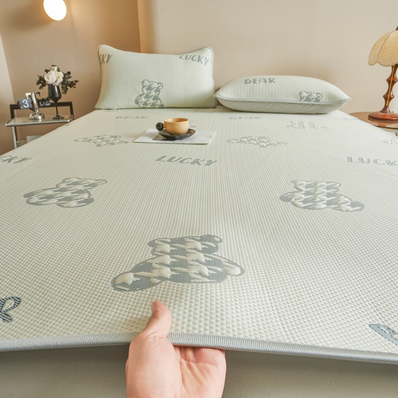 Picture of Class A ice silk mat three-piece set 2025 new summer machine washable antibacterial air conditioning soft mat bed hat 1.8 meters