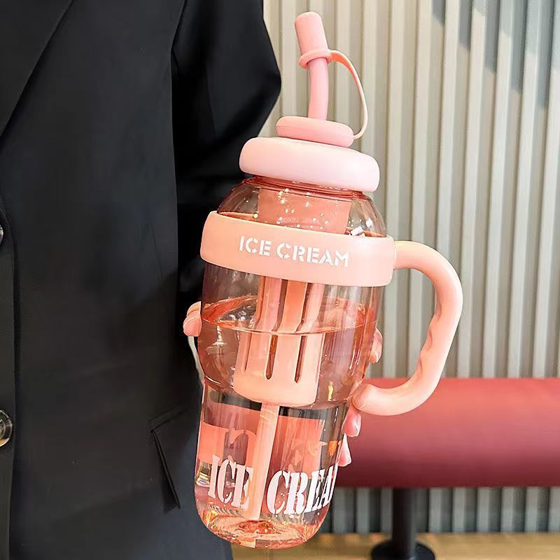 Picture of Net red belly cup high color value large capacity handle cup summer ice cup plastic straw cup 2025 new