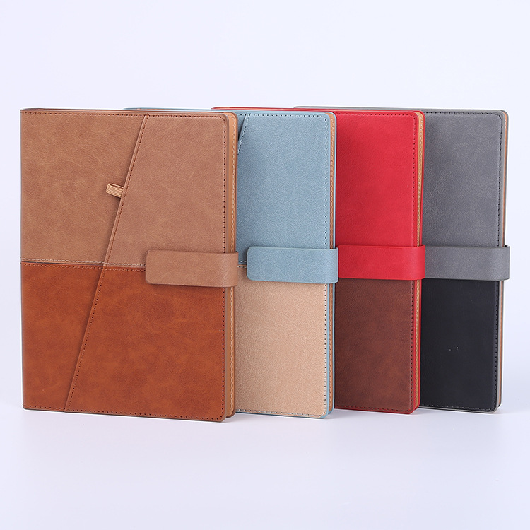 Picture of Business Loose-Leaf Notebook with Color-Changing Leather Cover, Pen-Insertion Style Office Notebook, Portable Office Notebook with Logo