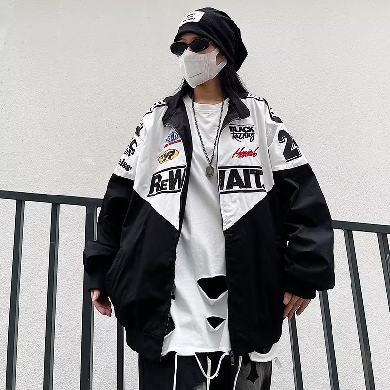 Picture of American-style Biker Jacket Men's Amazon Foreign Trade Retro Hip-hop Loose All-match Couple Baseball Suit New Jacket