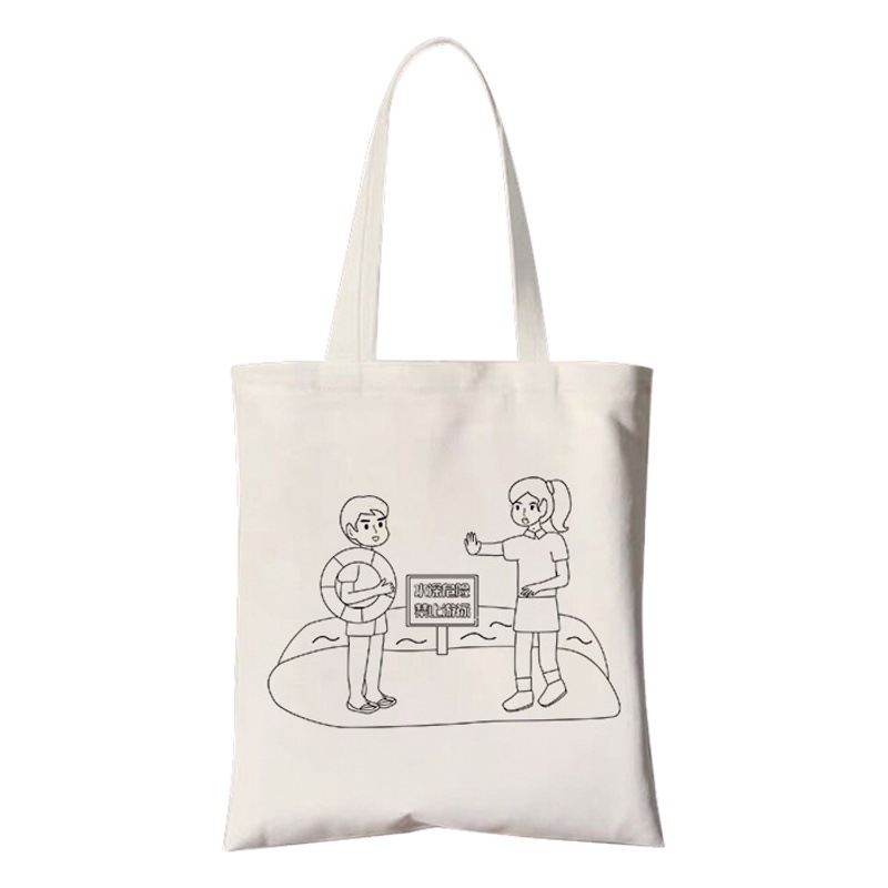 Drowning prevention DIY hand painting canvas bag child safety education theme knowledge summer vacation swimming treasure life