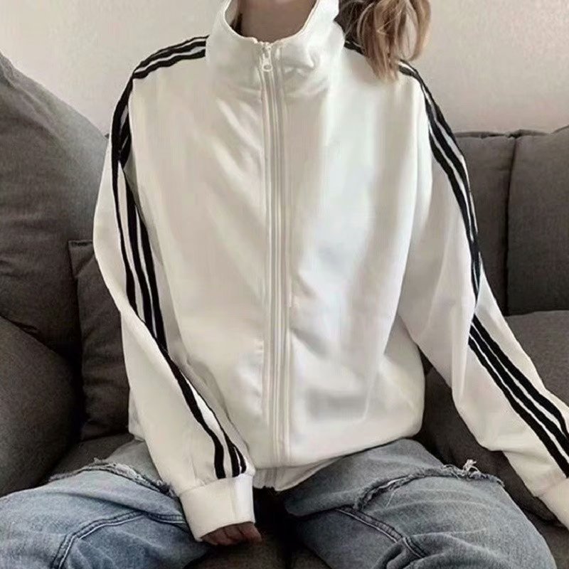 Spring and Summer 2020 New Three Bar Coat Women's Korean Thin Jacket Student Black Baseball Suit Women's Loose Bf Trendy