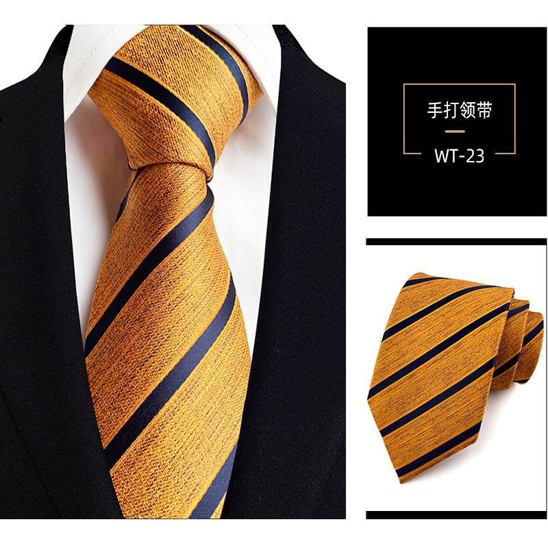 Picture of 8cm hand tie polyester yarn-dyed men's formal wear striped professional business suit accessories manufacturers in stock wholesale