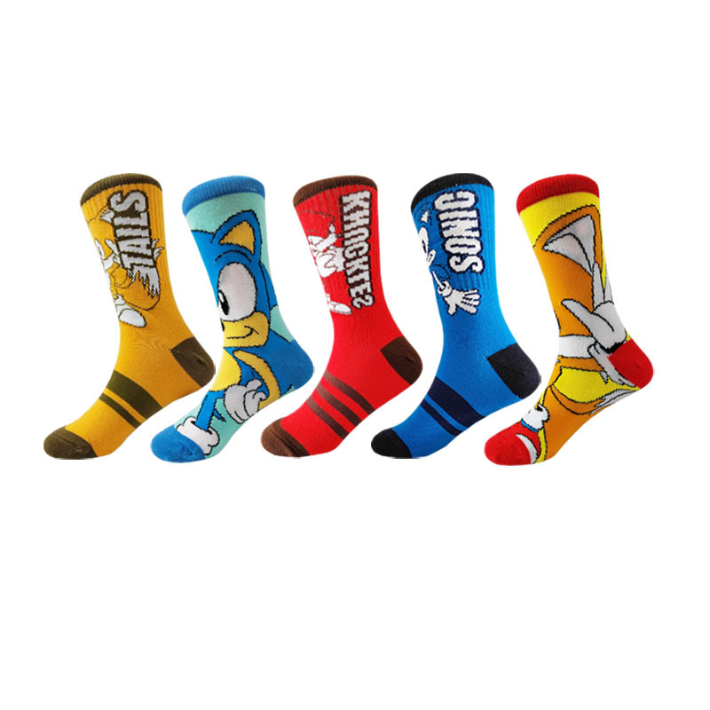 Cross-border European and American New Cartoon Children's Cotton Socks Trendy Animation Peripheral Children's Short Socks Sonic Kids Mid-tube Socks