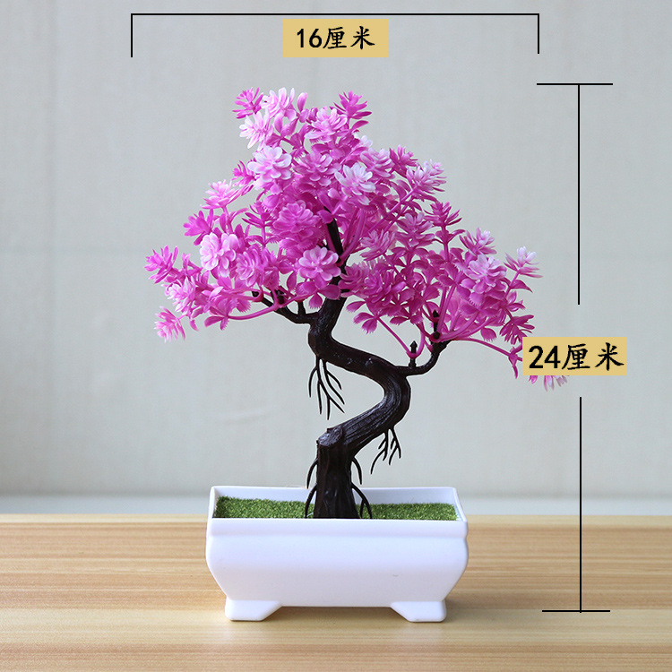Picture of Sakura Snowball Simulated Plant Potted Grass Ball Bonsai Small Tree Home Decoration Flower Ornament Creative Mini Small Round Ball