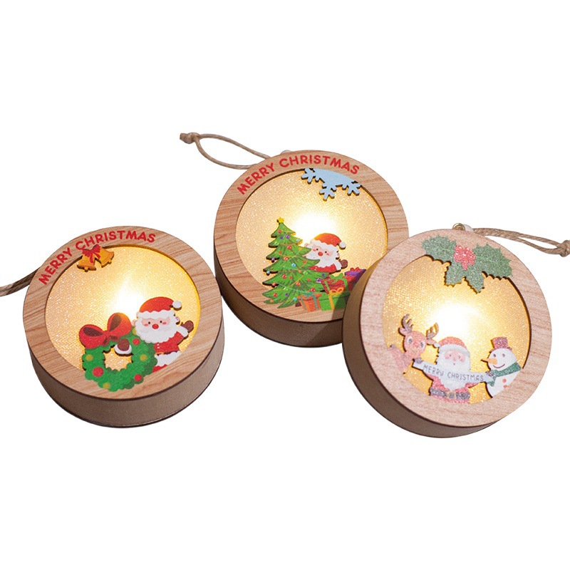 Christmas wooden light pendant desktop decoration Christmas ornaments holiday home wooden Christmas tree decoration