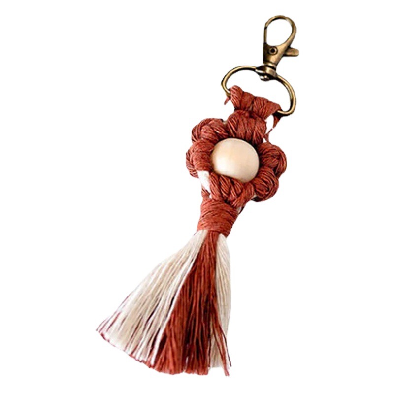 Hand-woven pastoral style small flower tassel key chain creative handmade bag pendant car pendant wallet decoration