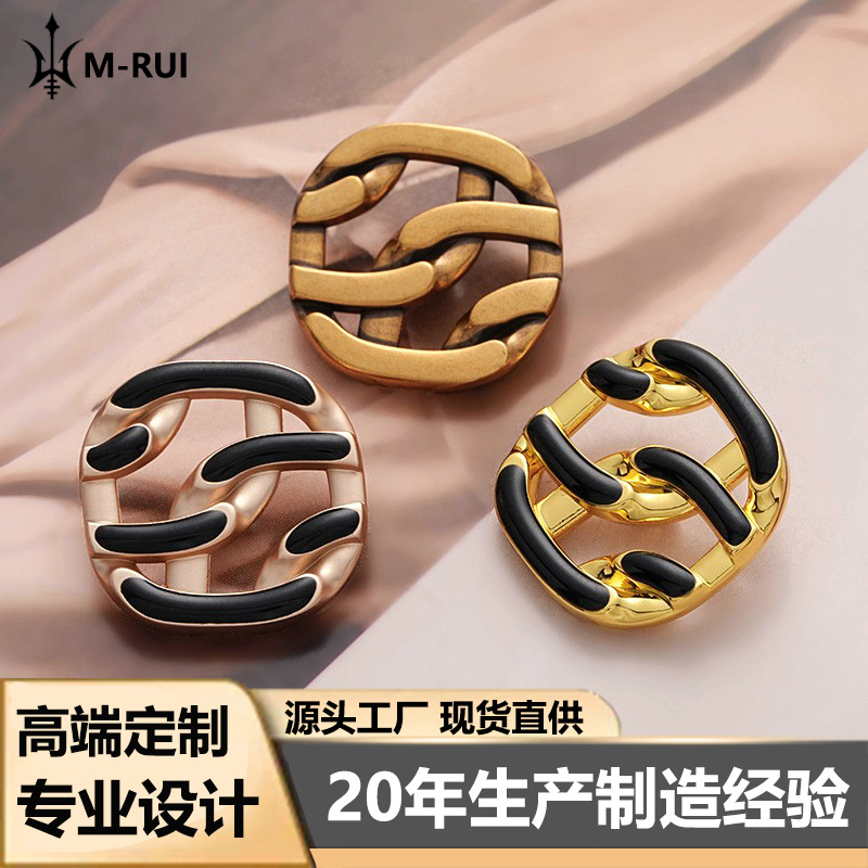 Vintage Metal Button French Hollow Drop Oil High-grade Clothing Button Trenchcoat Coat Shirt Decorative Hand-sewn Buckle