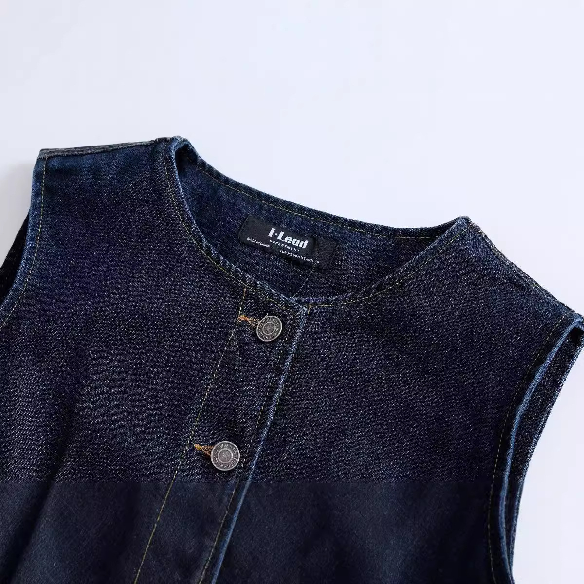 Picture of New Women's Raw Edge Navy Blue Sleeveless Vest Casual Round Neck Cardigan Women's Vest European and American Style Cross-Border