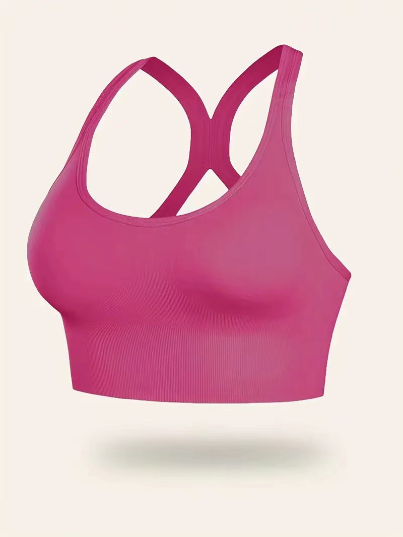 Picture of Cross-Border Plus-Size Seamless Shockproof Sports Bra, Push-Up Bandeau with Wide Shoulder Straps, Racerback Tank Top, Beautiful Back Underwear Bra