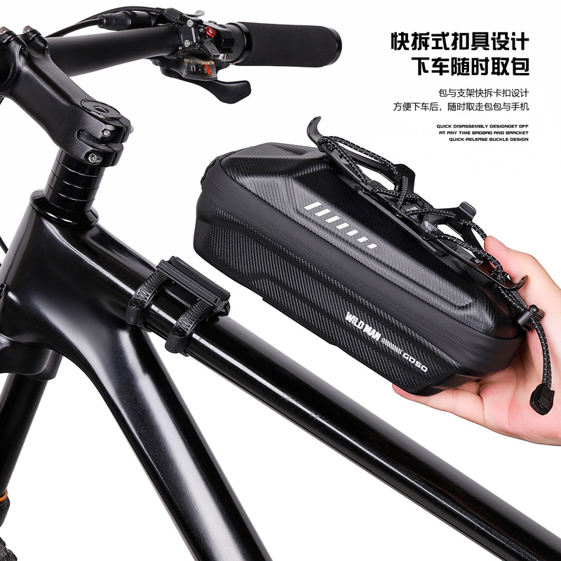 Picture of WILD MAN mountain bike bicycle EVA hard shell quick release front beam bag mobile phone bracket upper tube car front bag cross border