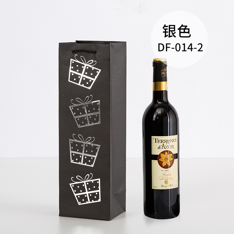 Picture of Red Wine Portable Paper Bag in Stock Hot Stamping Practical Red Wine Gift Packaging Bag Wine Portable Paper Bag Wholesale