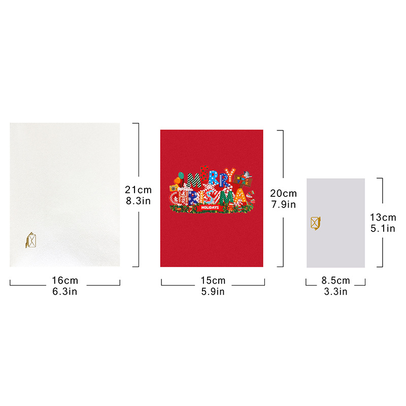 Picture of New Creative Amazon Cross-Border 3D Greeting Card Holiday Greetings Handmade Card Color Printed Christmas Lettering
