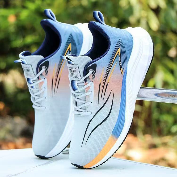Teenager Men's Shoes Lightweight Soft Sole Running Shoes Leather Top Waterproof Sports Casual Shoes Stretch Trendy All-match for Students