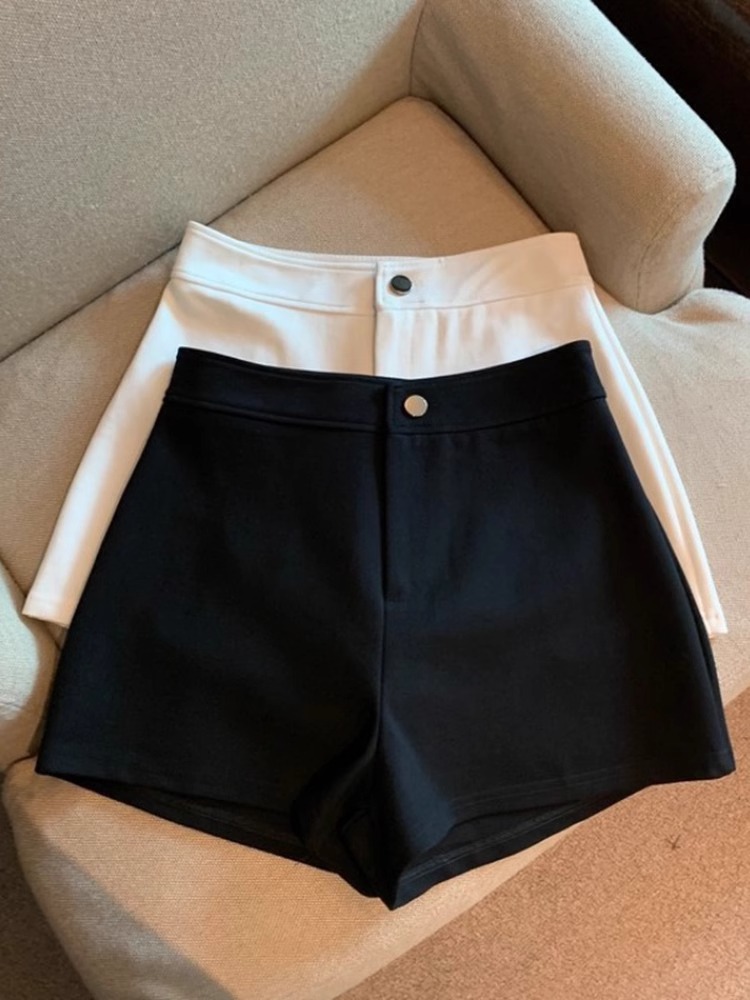 Black Lower Body Missing Suit Shorts Women's 2024 Spring High Waist Slimming A- shaped Tight Stretch Hot Pants