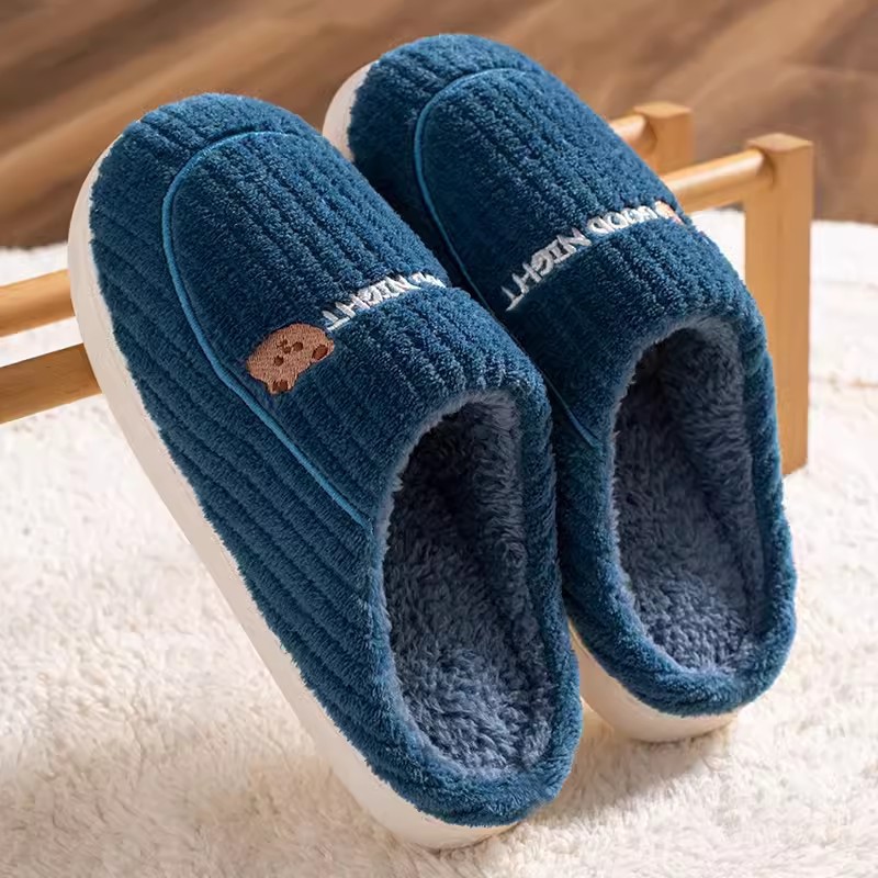 Picture of Factory wholesale cotton slippers men's non-slip indoor thickened plush warm couple thick bottom home winter cotton slippers women